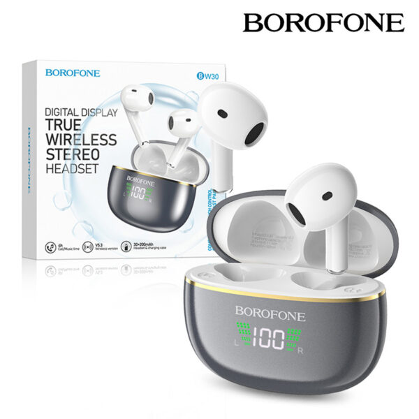 Earphones Borofone TWS BW30 Cheerful gray 6974443389210