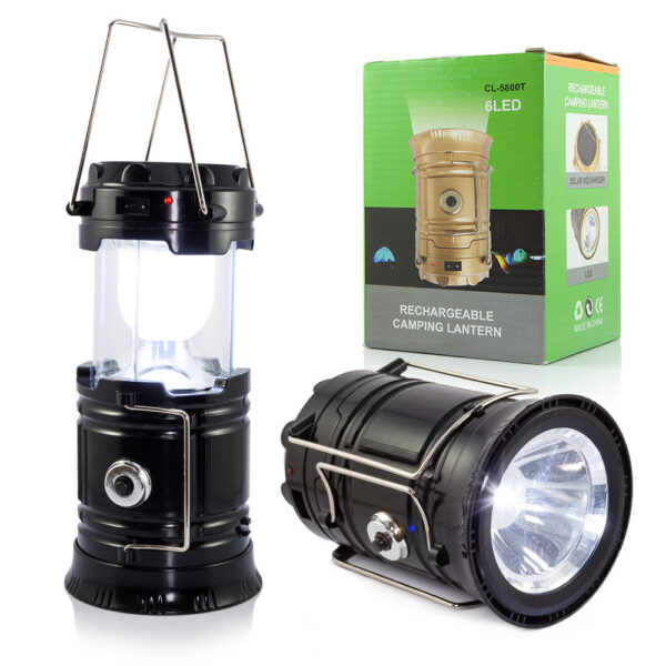 SOLAR CAMPING EMERGENCY LAMP WITH POWER BANK BLACK