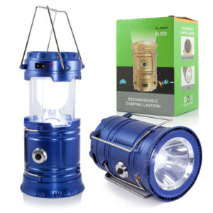 SOLAR CAMPING EMERGENCY LAMP WITH POWER BANK BLUE