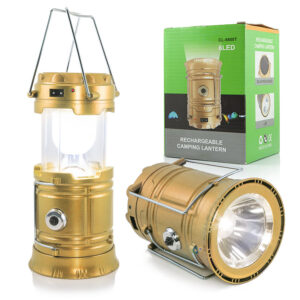 SOLAR CAMPING EMERGENCY LAMP WITH POWER BANK GOLD