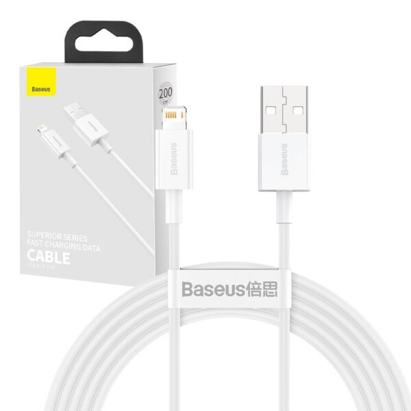 Cable USB Baseus 2.4A 2 m (CALYS-C02) white 6953156205468