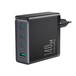 Charger Joyroom JR-TCG05EU GaN 140W 3xUSB-C/ USB-A + cable USB-C 240W 1.2m black 6956116769796