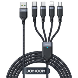 Cable USB Joyroom S-1T4018A18 4in1 USB-A - 2x USB-C/ Lightning/ Micro 1.2m black 6956116758639