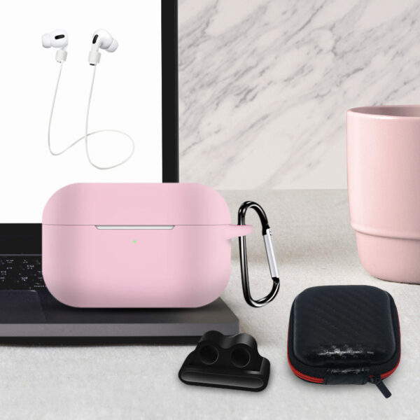 Silicon case AirPods Pro 1/2 + ear and neck hook/watch strap holder pink set 9145576276990