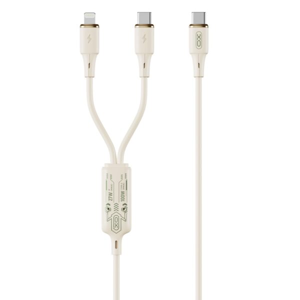 Cable XO NB-Q262 2in1 PD USB-C - Lightning + USB-C 1,2m 60W beige 6920680853809