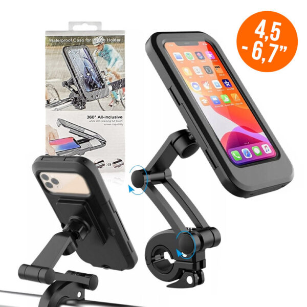 Magnetic bicycle holder for mobile phones from 4.5' to 6.7' inches