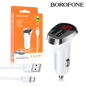 Car charger Borofone BZ15 Auspicious 2xUSB 2,4A with Micro USB Cable white 6931474737694