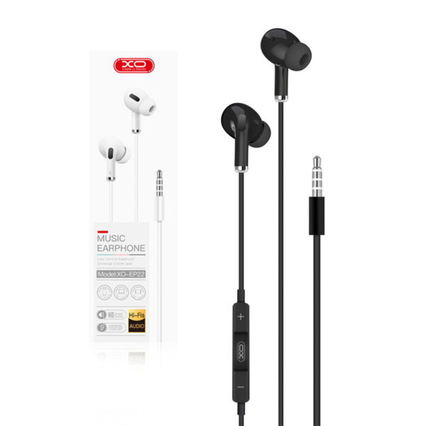 Wired earphones XO EP22 jack 3,5mm black 6920680869350