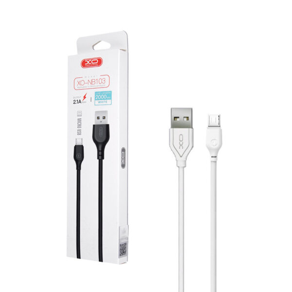 Cable USB XO NB103 - microUSB 2,0 m 2,1A white 6920680862795