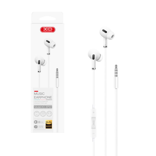 Wired earphones XO EP22 jack 3,5mm white 6920680868223