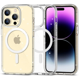 BACK CASE HIGH QUALITY FLEXAIR HYBRID MAGSAFE IPHONE 15 PRO GLITTER CLEAR 9490713936405