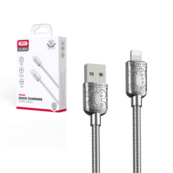 Cable USB XO NB216 Lightning 1.0 m 2.4A silver 6920680830237