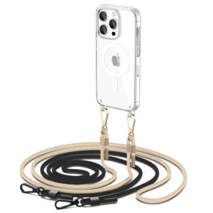 BACK CASE HIGH QUALITY FLEXAIR CHAIN MAGSAFE IPHONE 15 PRO MAX BLACK & BEIGE 9319456603873