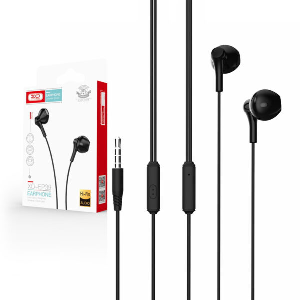 Wired earphones XO EP39 jack 3,5mm black 6920680877935