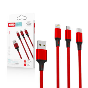 Cable USB XO NB173 3w1 - Lightning + USB-C + microUSB 1,2 m 2,4A red 6920680876242