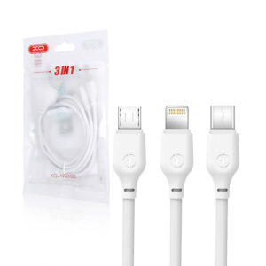 Cable USB XO NB103 3w1 - Lightning + USB-C + microUSB 1,0 m 2,1A white 6920680862696