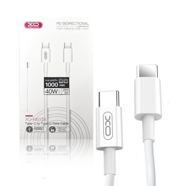 Cable USB-C XO NB124 PD - USB-C 1,0 m 40W white 6920680865963