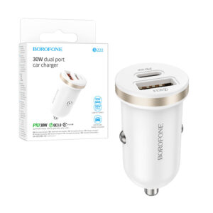 Car charger Borofone BZ22 Scenery USB + Type C QC 3.0 PD 30W white 6941991105197