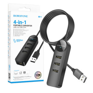 Adapter Borofone DH5 Erudite 4in1 USB/ 4xUSB 2.0 1,2m black 6941991104183