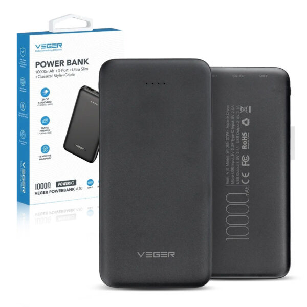 Power bank VEGER A10 10 000mAh (W1065) black 6970453554129