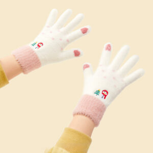 Winter touch gloves Snowman white -pink 5907769307867