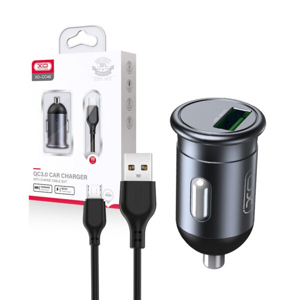 Car charger XO CC46 QC 3.0 18W USB + cable microUSB gray 6920680828449