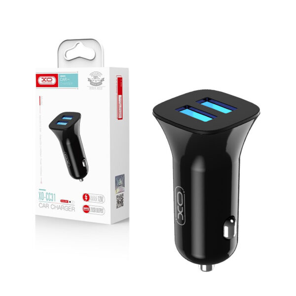 Car charger XO TZ10 2x USB 2,4A + cable Lightning black 6920680875924