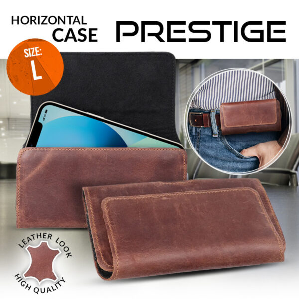 REAL LEATHER PRESTIGE HORIZONTAL CASE L IPHONE 12/ 12 PRO/ 13/ 13 PRO brown 5903396250606