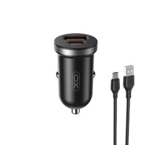 Car charger XO CC56 PD 30W QC 1x USB 1x USB-C + cable USB - USB-C black 6920680848232