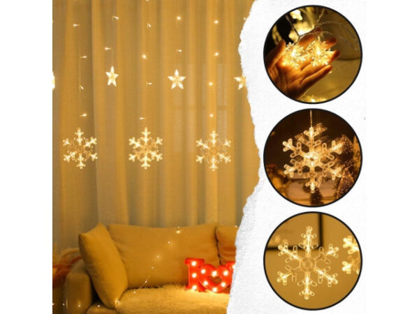 Icicle curtain 135 LED snowflakes and stars SF191230WW