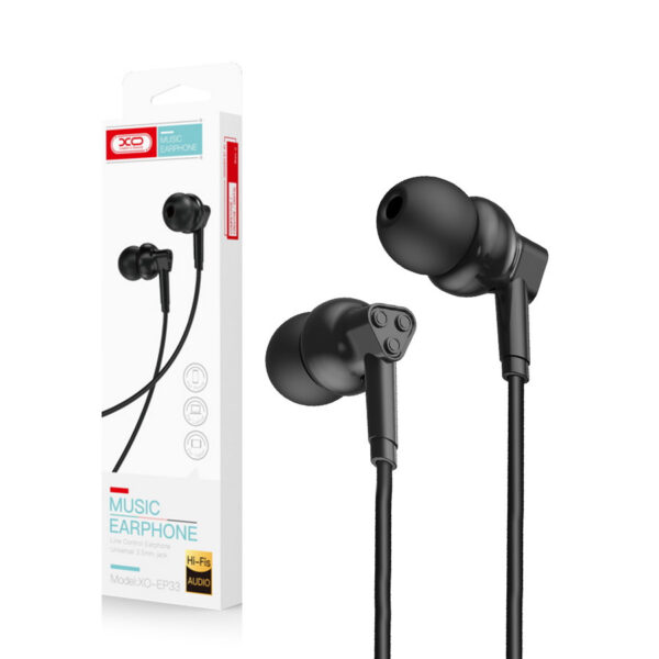 Wired earphones XO EP33 jack 3,5mm black 6920680876419