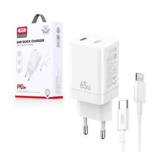 Charger XO CE10 PD 65W 1x USB-C + cable USB-C - Lightning white 6920680839421