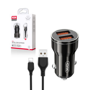 Car charger XO CC48 2x USB 2,4A + cable Lightning black 6920680832255