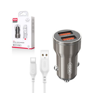 Car charger XO CC48 2x USB 2,4A + cable USB-C gray 6920680832309