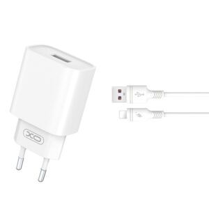 Charger XO CE02D QC 3.0 18W 1x USB + cable Lightning white 6920680808359