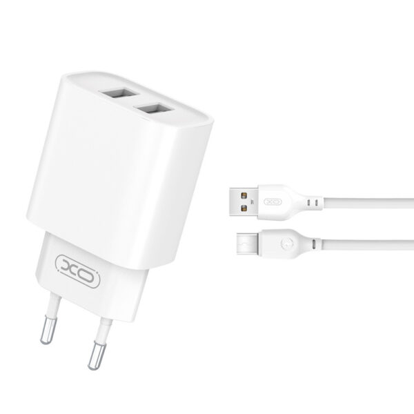 Travel charger XO CE02C 2x USB 2.1A + Cable USB-C white 6920680808304