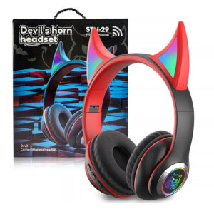 WIRELESS ON EAR HEADET DEVIL WITH MICROPHONE BLACK-RED