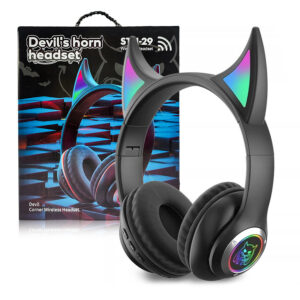 WIRELESS ON EAR HEADET DEVIL WITH MICROPHONE BLACK