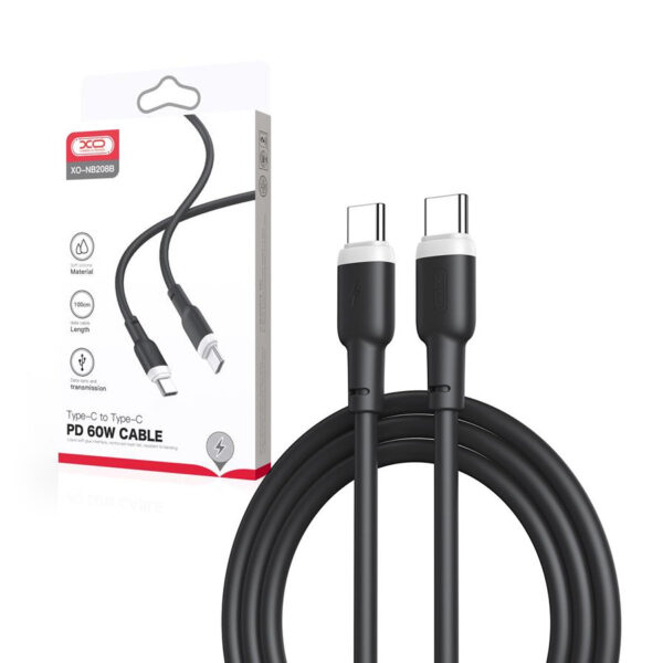 Cable XO NB208B PD USB-C - USB-C 1m 60W black 6920680827503