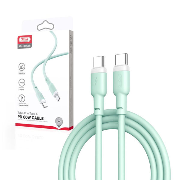 Cable XO NB208B PD USB-C - USB-C 1m 60W green 6920680826865