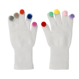 Touchscreen gloves with pompoms white 5900217024613