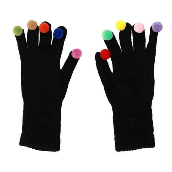 Touchscreen gloves with pompoms black 5900217024682