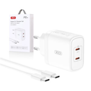 Charger XO CE08 PD 50W 2x USB-C+ cableUSB-C - USB-C white 6920680845828