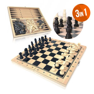 Wooden chess 3in1 34x34cm checkers