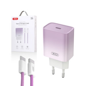 Charger XO CE18 PD 30W 1x USB-C + cable USB-C - USB-C purple-white 6920680851713