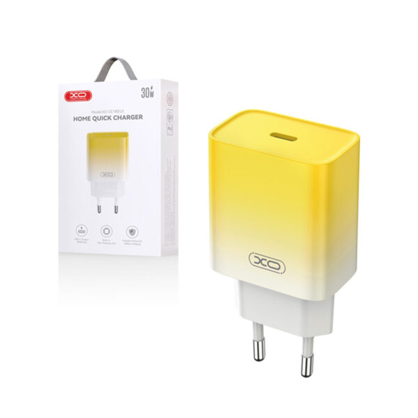 Ładowarka XO CE18 PD 30W 1x USB-C yellow-white 6920680851751