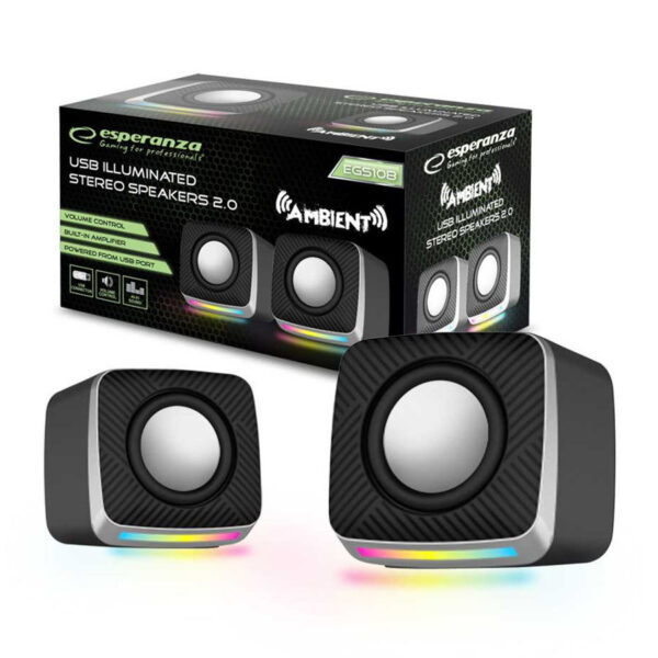 SPEAKERS 2.0 ESPERANZA USB LED RAINBOW AMBIENT 5901299960165