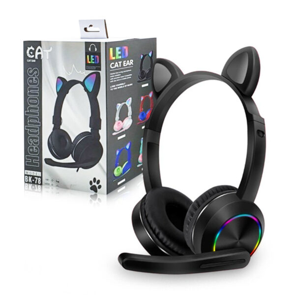 Bluetooth headphones for children with LED ears and microphone BK-78 black