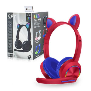 Bluetooth headphones for children with LED ears and microphone BK-78 red