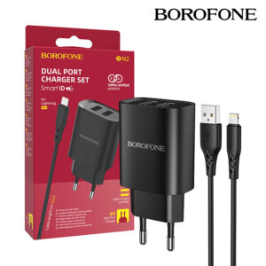 Charger Borofone BN2 Super - 2xUSB - 2,1A with cable USB/ Lightning black 6931474741172